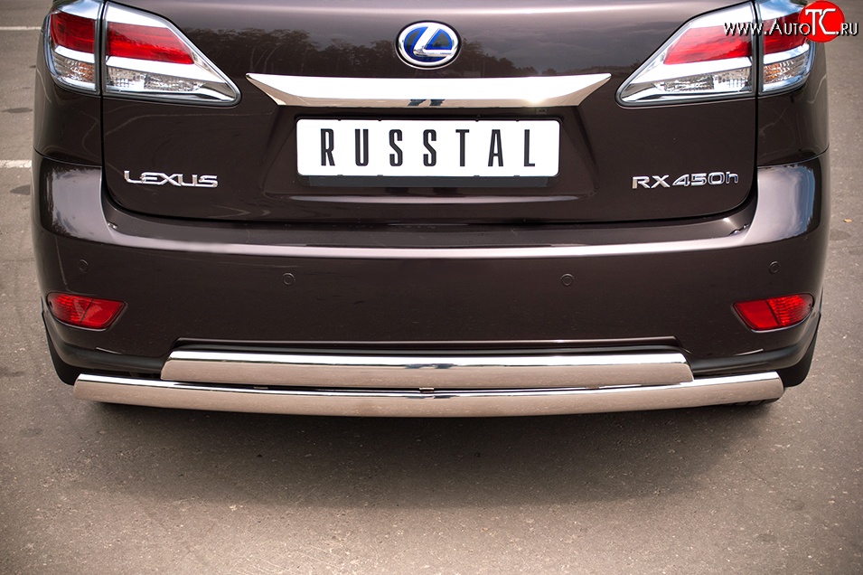 16 849 р. Защита заднего бампера (2 трубы Ø76х42 мм, нержавейка) Russtal Lexus RX350 AL10 дорестайлинг (2008-2012)  с доставкой в г. Керчь