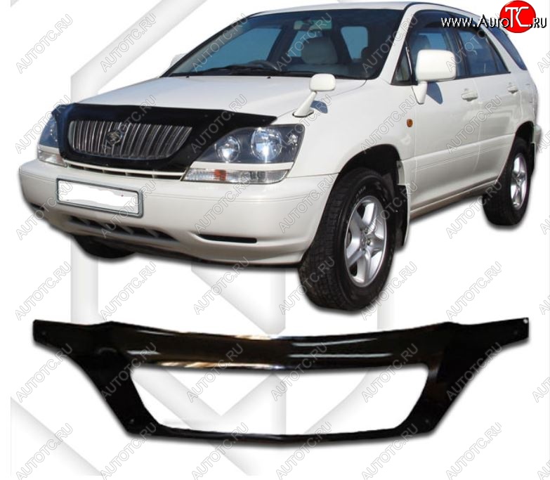 2 599 р. Дефлектор капота (exclusive) CA-Plastiс Lexus RX300 XU10 дорестайлинг (1995-2001) (серия Classic черный, Без надписи)  с доставкой в г. Керчь