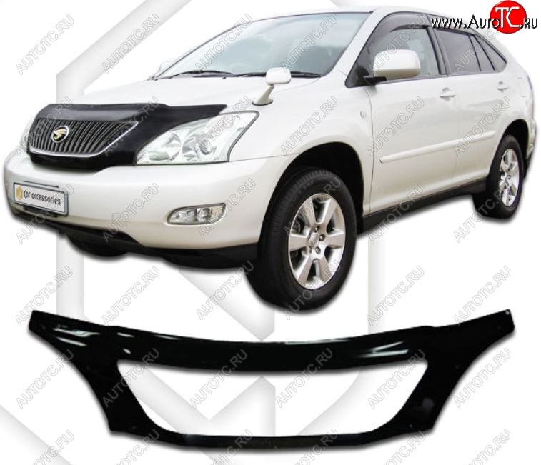 2 899 р. Дефлектор капота (exclusive) CA-Plastiс Lexus RX300 XU30 дорестайлинг (2003-2006) (серия Classic черный, Без надписи)  с доставкой в г. Керчь