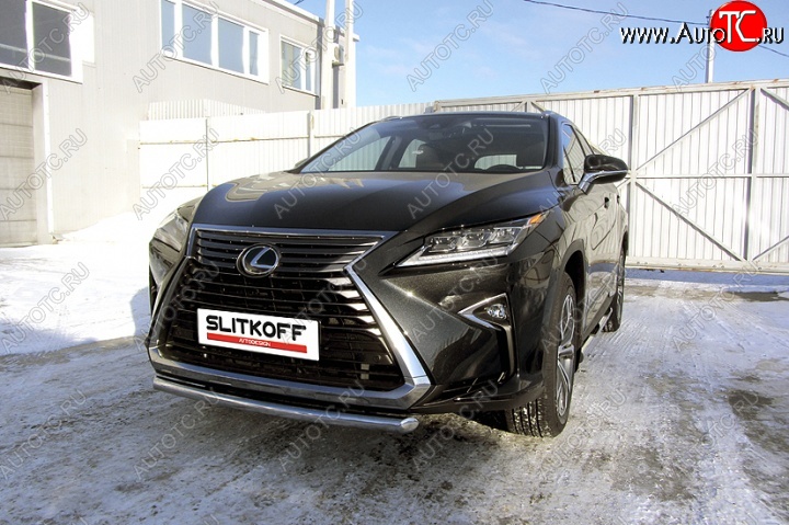 14 999 р. Защита переднего бампера из короткой трубы диаметром 57 мм Slitkoff Lexus RX350 AL20 дорестайлинг (2015-2019) (Нержавейка, Полированная)  с доставкой в г. Керчь