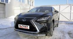 Одинарная защита переднего бампера диаметром 57 мм Slitkoff Lexus RX350  AL20 (2015-2019) дорестайлинг