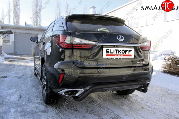 11 299 р. Защита задняя Slitkoff Lexus RX350 AL20 дорестайлинг (2015-2019) (Цвет: серебристый)  с доставкой в г. Керчь