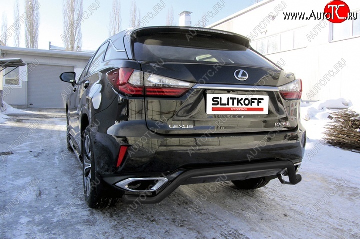 11 299 р. Защита задняя Slitkoff  Lexus RX350  AL20 (2015-2019) дорестайлинг (Цвет: серебристый)  с доставкой в г. Керчь