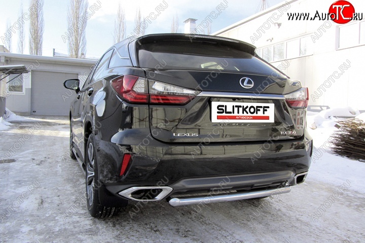 12 799 р. Защита заднего бампера из короткой трубы диаметром 57 мм Slitkoff  Lexus RX350  AL20 (2015-2019) дорестайлинг (Нержавейка, Полированная)  с доставкой в г. Керчь