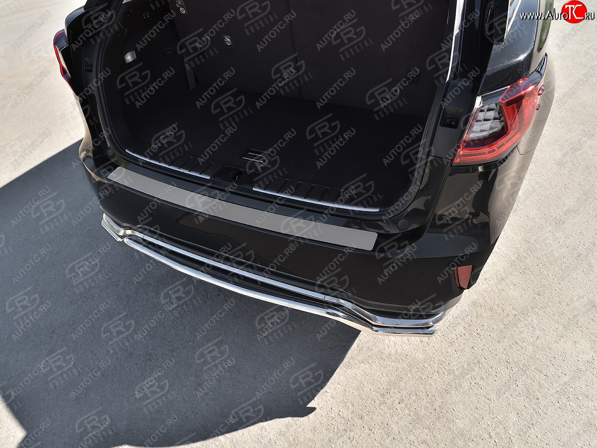 2 199 р. Защитная накладка заднего бампера Russtal Lexus RX350 AL20 дорестайлинг (2015-2019) (Нержавейка шлифованная)  с доставкой в г. Керчь