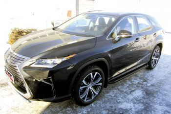 13 349 р. Пороги алюминиевые Slitkoff  Lexus RX350  AL20 (2015-2019) дорестайлинг (Optima Black )  с доставкой в г. Керчь. Увеличить фотографию 2