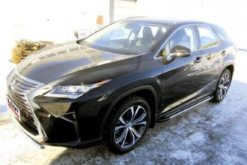 11 299 р. Пороги алюминиевые Slitkoff  Lexus RX350  AL20 (2015-2019) дорестайлинг (Luxe Black)  с доставкой в г. Керчь. Увеличить фотографию 2