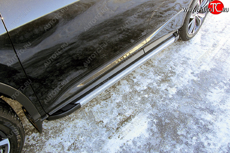 10 699 р. Пороги алюминиевые Slitkoff Lexus RX350 AL20 дорестайлинг (2015-2019) (Luxe Silver)  с доставкой в г. Керчь