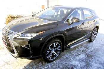 17 399 р. Пороги алюминиевые Slitkoff  Lexus RX350  AL20 (2015-2019) дорестайлинг (Standart Silver)  с доставкой в г. Керчь. Увеличить фотографию 2