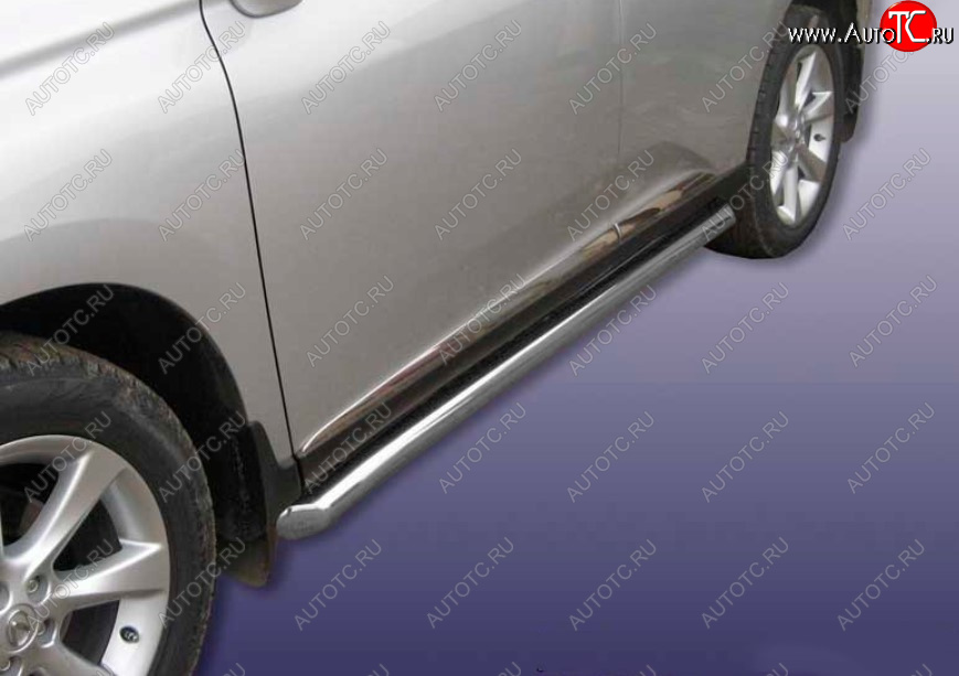 16 499 р. Защита порогов Ø76 мм с гибами Slitkoff  Lexus RX350  AL10 (2008-2012) дорестайлинг (сталь с полимерным покрытием, цвет серебро)  с доставкой в г. Керчь