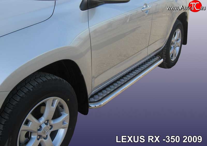 22 699 р. Широкая защита порогов Slitkoff  Lexus RX350  AL10 (2008-2012) дорестайлинг (Нержавейка, Полированная)  с доставкой в г. Керчь
