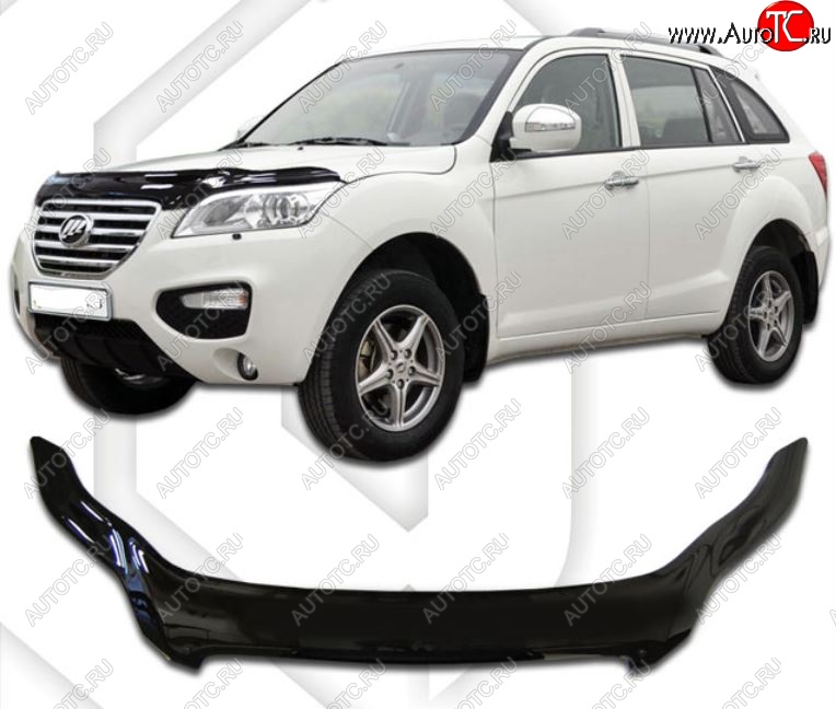 2 199 р. Дефлектор капота CA-Plastiс exclusive Lifan X60 2-ой рестайлинг (2016-2025) (серия Classic черный, Без надписи)  с доставкой в г. Керчь