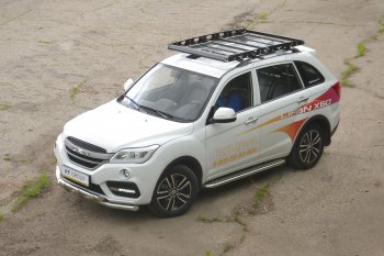 Порожки для ног из трубы Ø51 с алюминиевой площадкой Petroil Tuning Lifan X60 2-ой рестайлинг (2016-2025) (Нержавеющая полированная сталь)