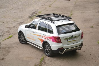 26 349 р. Порожки для ног из трубы Ø51 с алюминиевой площадкой Petroil Tuning Lifan X60 2-ой рестайлинг (2016-2025) (Нержавеющая полированная сталь)  с доставкой в г. Керчь. Увеличить фотографию 3