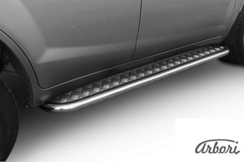 Защита штатных порогов с листом Arbori (труба - нержавейка d42, лист - алюминий) Lifan X60 2-ой рестайлинг (2016-2025)