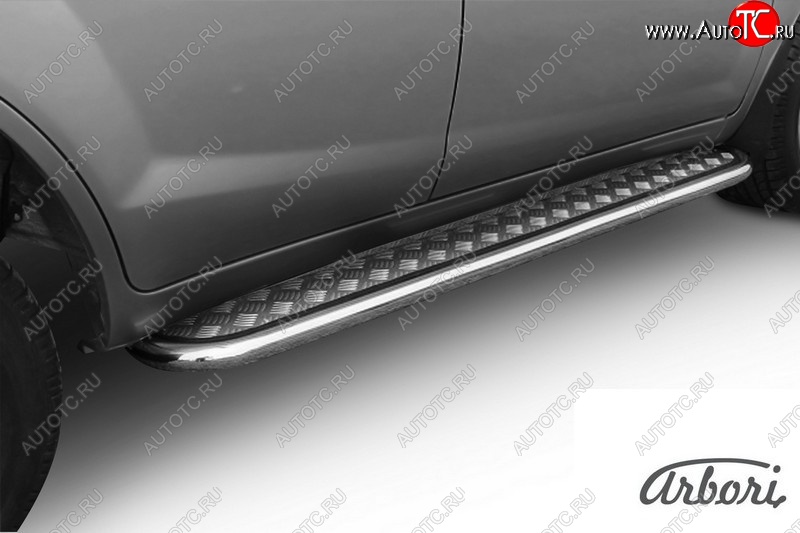 11 249 р. Защита штатных порогов с листом Arbori (труба - нержавейка d42, лист - алюминий) Lifan X60 2-ой рестайлинг (2016-2025)  с доставкой в г. Керчь