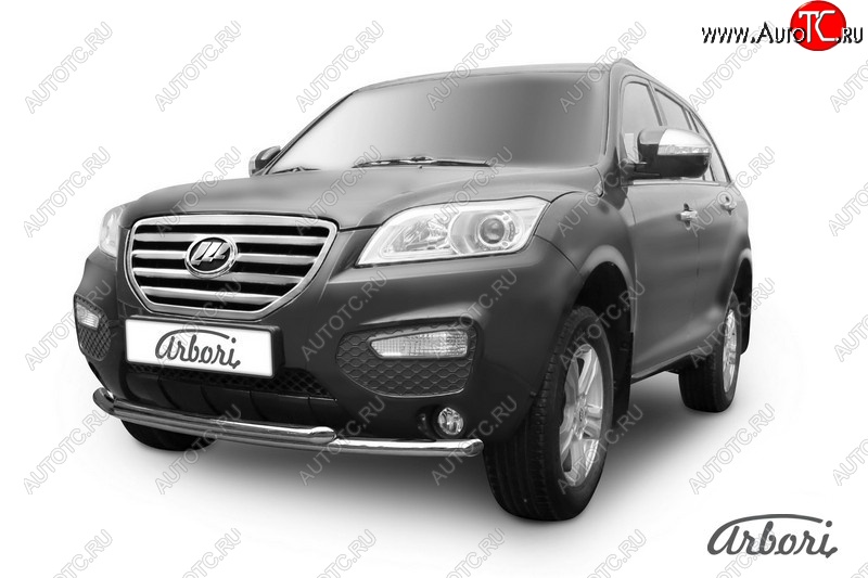 4 199 р. Защита переднего бампера Arbori (нержавейка, 2 трубы d60 mm) Lifan X60 1-ый рестайлинг (2015-2016)  с доставкой в г. Керчь