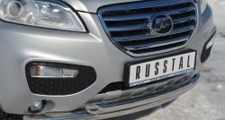 17 949 р. Защита переднего бампера (2 трубыØ63 мм, нержавейка) SLITKOFF Lifan X60 дорестайлинг (2011-2015)  с доставкой в г. Керчь. Увеличить фотографию 2