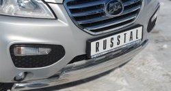 16 549 р. Защита переднего бампера (2 трубыØ75х42 мм, нержавейка) Russtal Lifan X60 дорестайлинг (2011-2015)  с доставкой в г. Керчь. Увеличить фотографию 2
