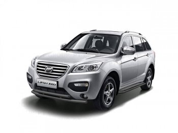 Защита переднего бампера двойная из труб d63/51 мм Petroil Tuning Lifan X60 (2011-2016) дорестайлинг, 1-ый рестайлинг (Цвет: Черный (Шагрень))