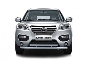 6 749 р. Защита переднего бампера двойная из труб d63/51 мм Petroil Tuning Lifan X60 1-ый рестайлинг (2015-2016) (Цвет: Черный (Шагрень))  с доставкой в г. Керчь. Увеличить фотографию 2