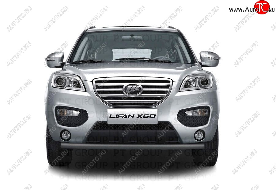 6 079 р. Защита переднего бампера (сталь с покрытием, Ø63 мм) Petroil Tuning  Lifan X60 (2011-2016) дорестайлинг, 1-ый рестайлинг (Цвет: Черный (Шагрень))  с доставкой в г. Керчь