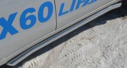 70 999 р. Защита порогов из круглой трубы диаметром 63 мм Russtal Lifan X60 дорестайлинг (2011-2015) (Защита порогов с со скосами на торцах (вариант 1))  с доставкой в г. Керчь. Увеличить фотографию 3