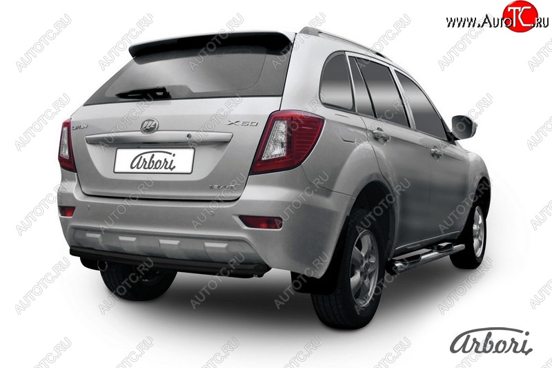 2 969 р. Защита заднего бампера Arbori (черная, 1 труба d60 mm). Lifan X60 1-ый рестайлинг (2015-2016)  с доставкой в г. Керчь