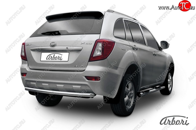 14 999 р. Защита заднего бампера Arbori (нержавейка, 1 труба d60 mm). Lifan X60 1-ый рестайлинг (2015-2016)  с доставкой в г. Керчь