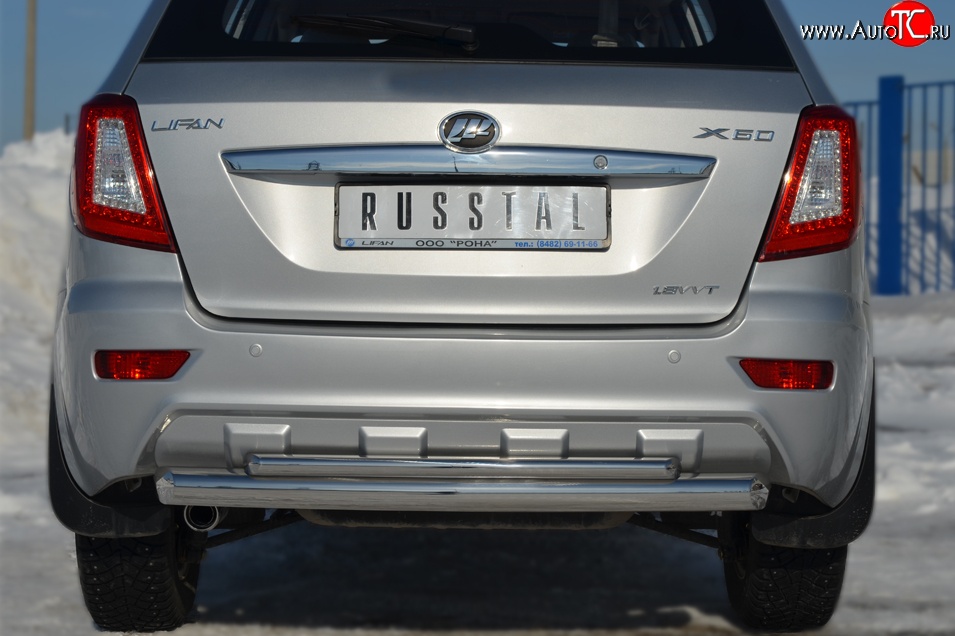 18 549 р. Защита заднего бампера (Ø76 и 42 мм, нержавейка) SLITKOFF  Lifan X60 (2011-2015) дорестайлинг  с доставкой в г. Керчь