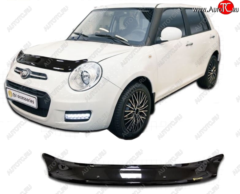 1 839 р. Дефлектор капота CA-Plastiс  Lifan Smily  330 хэтчбэк (2014-2017) рестайлинг (Classic черный, Без надписи)  с доставкой в г. Керчь