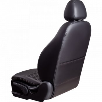 9 449 р. Чехлы для сидений Lord Autofashion Турин Ромб (экокожа, спинка и сиденье 60/40, подлокотник, 3 Г-образных подголовника)  Lifan X60 (2011-2025) дорестайлинг, 1-ый рестайлинг, 2-ой рестайлинг (Черный, вставка черная, строчка бежевая)  с доставкой в г. Керчь. Увеличить фотографию 3