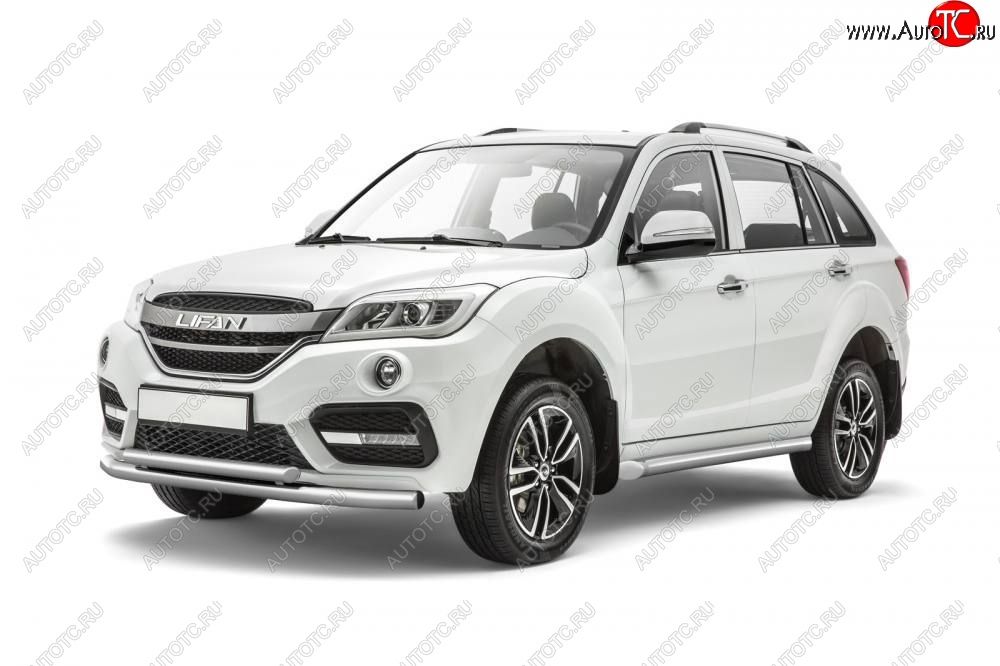 13 299 р. Защита порогов вогнутая из трубы Ø63 Petroil Tuning  Lifan X60 (2016-2025) 2-ой рестайлинг (Нержавеющая полированная сталь)  с доставкой в г. Керчь