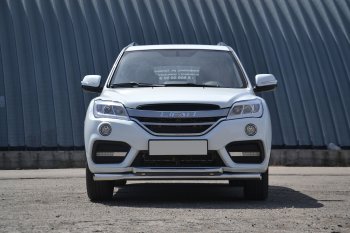 14 499 р. Защита переднего бампера двойная из труб d63/51 мм Petroil Tuning Lifan X60 2-ой рестайлинг (2016-2025) (Нержавеющая полированная сталь)  с доставкой в г. Керчь. Увеличить фотографию 3