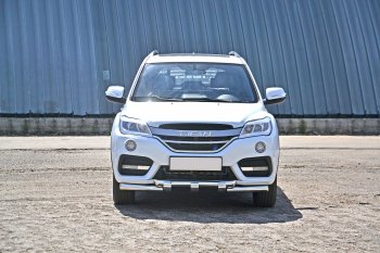 20 769 р. Защита переднего бампера двойная с зубьями из труб d63/63 мм Petroil Tuning Lifan X60 2-ой рестайлинг (2016-2025) (Нержавеющая полированная сталь)  с доставкой в г. Керчь. Увеличить фотографию 3