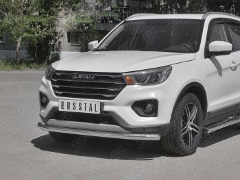 17 699 р. Защита переднего бампера (Ø 63 мм, ) SLITKOFF  Lifan X70 (2018-2025)  с доставкой в г. Керчь. Увеличить фотографию 2