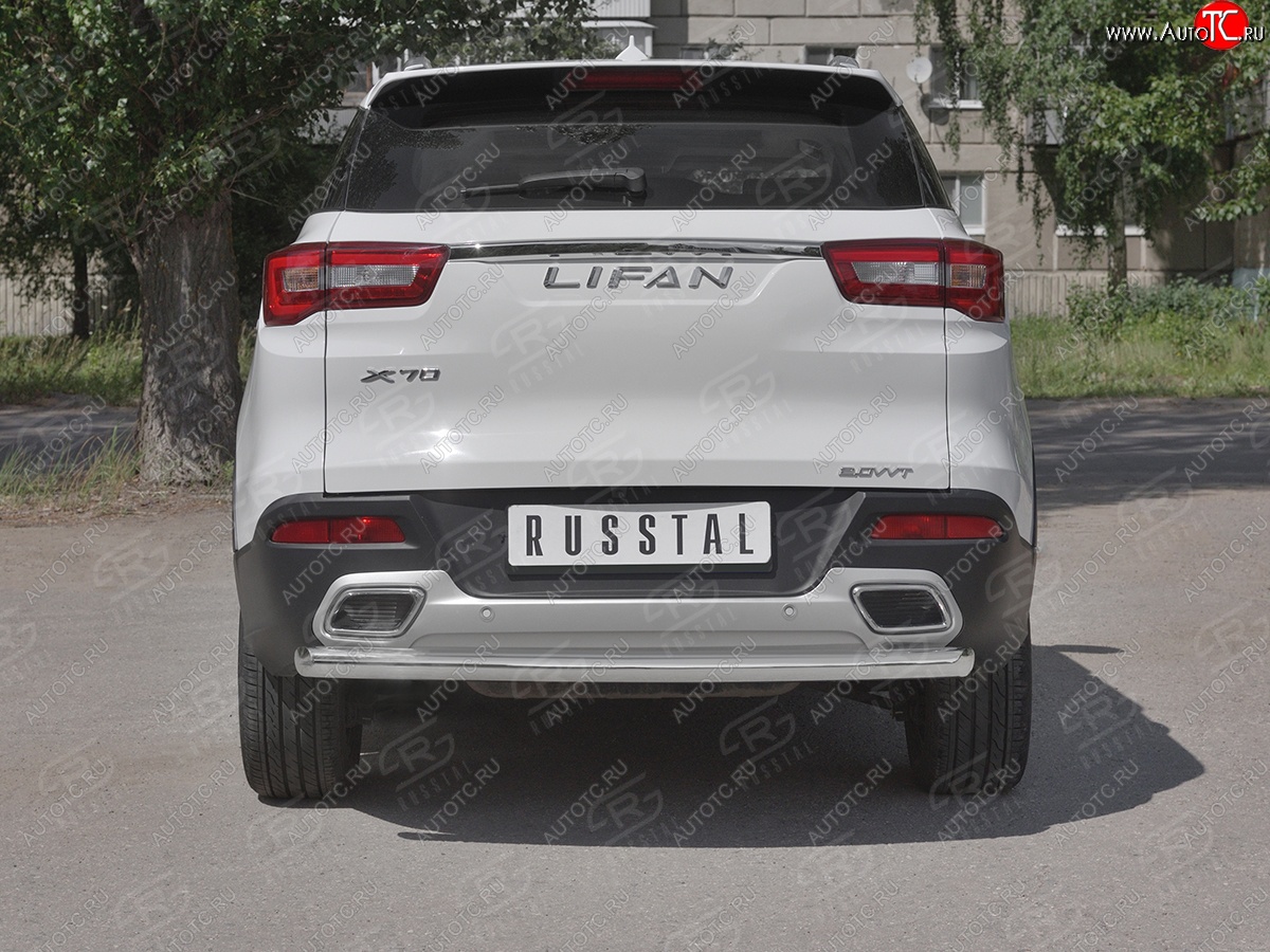 15 999 р. Защита заднего бампера (Ø63 мм, нержавейка) RUSSTAL  Lifan X70 (2018-2025)  с доставкой в г. Керчь