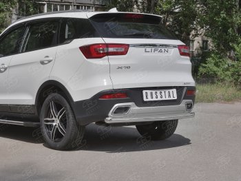 15 999 р. Защита заднего бампера (Ø63 мм, нержавейка) RUSSTAL  Lifan X70 (2018-2025)  с доставкой в г. Керчь. Увеличить фотографию 2