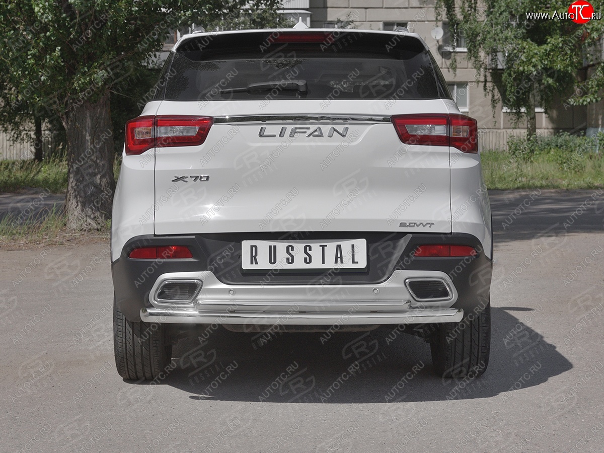 18 999 р. Защита заднего бампера (Ø63/42 мм, нержавейка) SLITKOFF  Lifan X70 (2018-2025)  с доставкой в г. Керчь