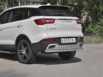 18 999 р. Защита заднего бампера (Ø63/42 мм, нержавейка) SLITKOFF  Lifan X70 (2018-2025)  с доставкой в г. Керчь. Увеличить фотографию 2