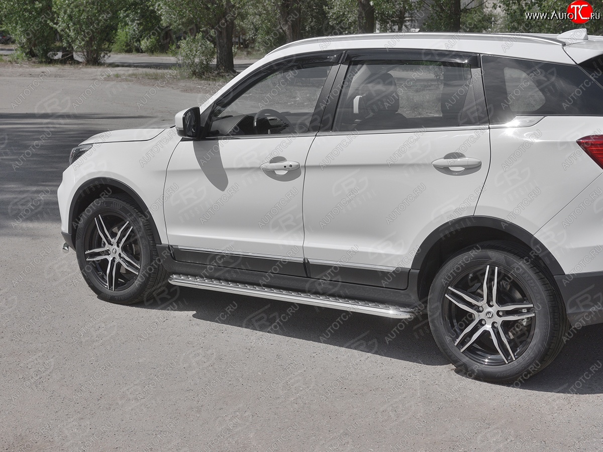 24 649 р. Порожки для ног SLITKOFF (Ø42 мм)  Lifan X70 (2018-2025) (Лист алюминиевый, труба - нержавейка)  с доставкой в г. Керчь