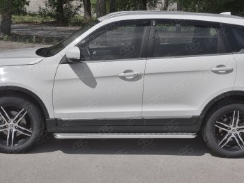 24 649 р. Порожки для ног SLITKOFF (Ø42 мм)  Lifan X70 (2018-2025) (Лист алюминиевый, труба - нержавейка)  с доставкой в г. Керчь. Увеличить фотографию 2
