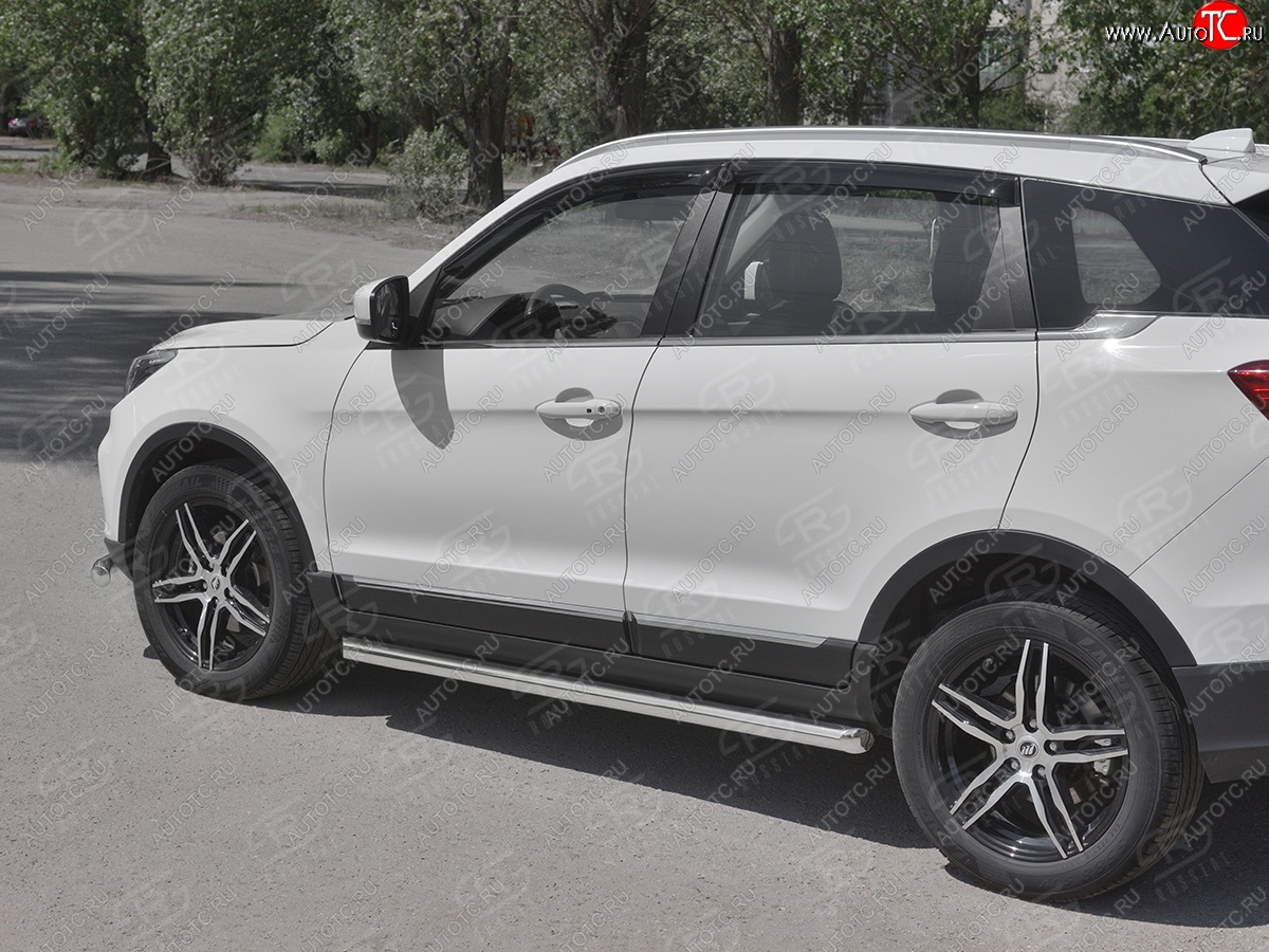19 999 р. Защита порогов (Ø63 мм, нержавейка) SLITKOFF  Lifan X70 (2018-2025) (Металлические торцы под 45°)  с доставкой в г. Керчь
