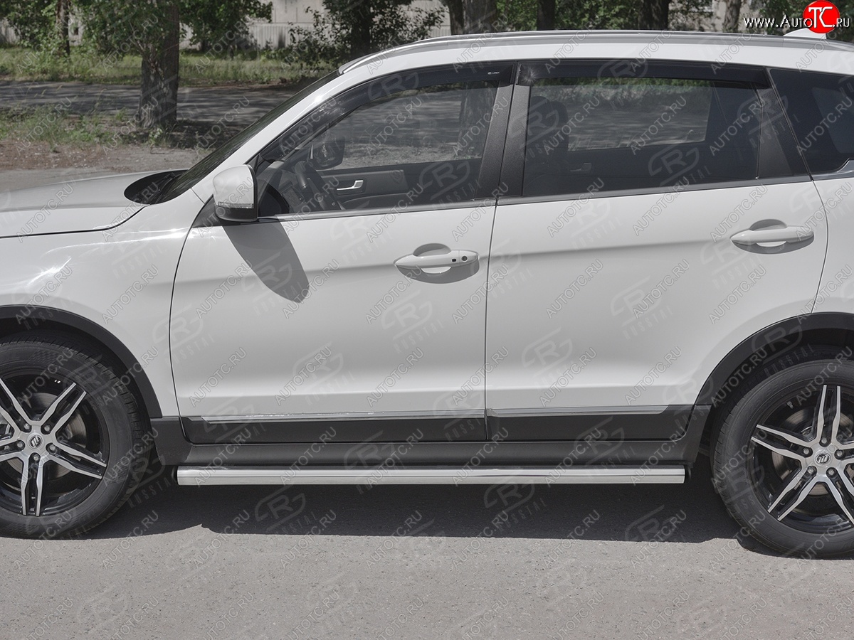 18 799 р. Защита порогов (Ø63 мм, нержавейка) SLITKOFF  Lifan X70 (2018-2025) (С пластиковыми заглушками на торцах)  с доставкой в г. Керчь