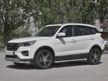 Защита порогов (Ø63 мм, нержавейка) SLITKOFF Lifan X70 (2018-2025) (Металлические торцы под 90°)