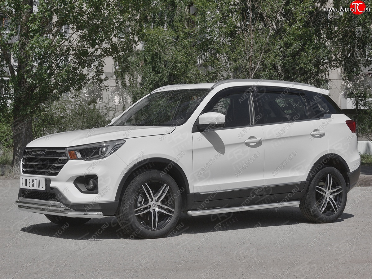 19 999 р. Защита порогов (Ø63 мм, нержавейка) SLITKOFF  Lifan X70 (2018-2025) (Металлические торцы под 90°)  с доставкой в г. Керчь