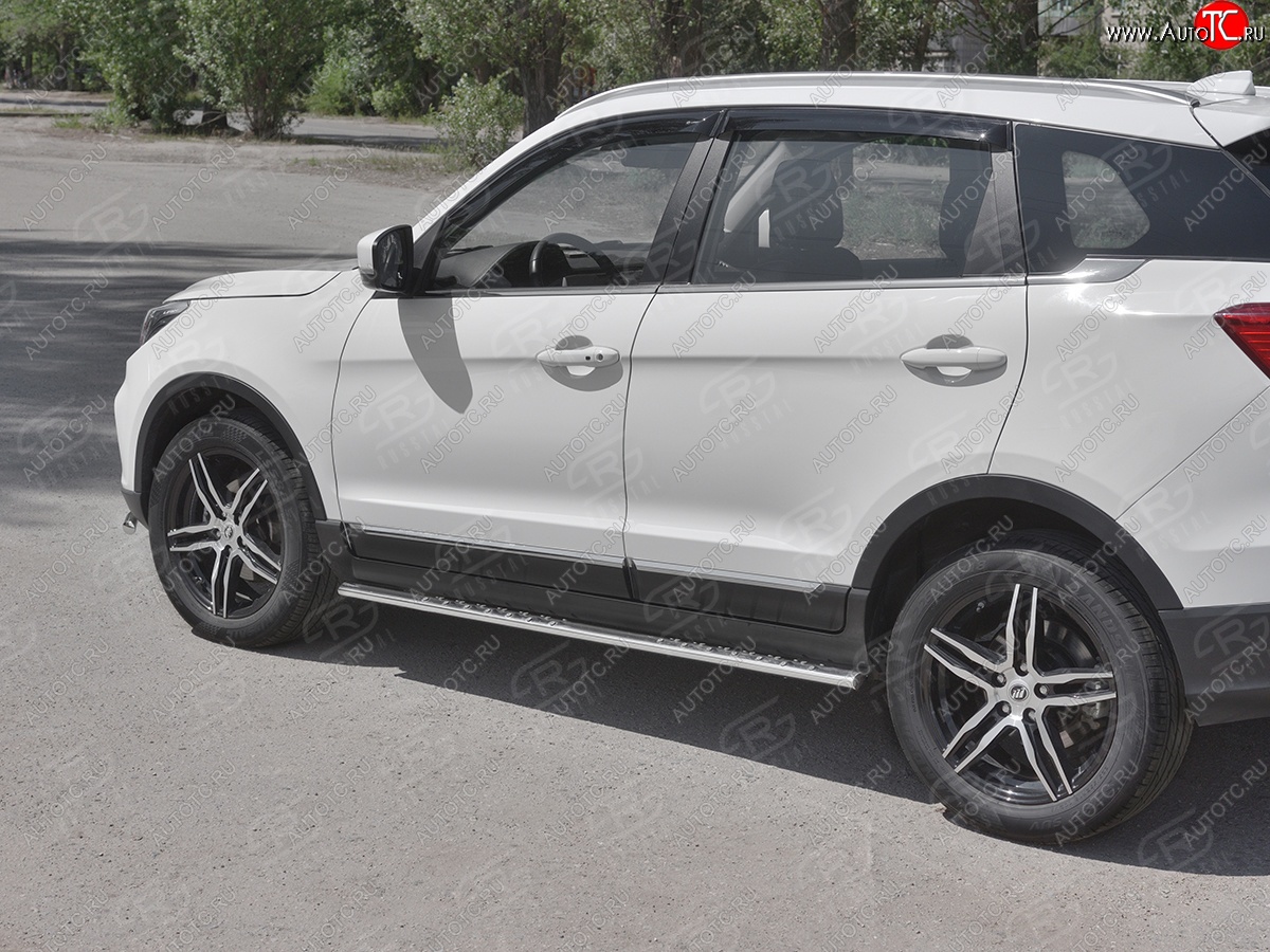 16 649 р. Защита порогов (Ø75x42 мм с проступью, нержавейка) Russtal Lifan X70 (2018-2025)  с доставкой в г. Керчь