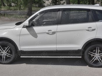 16 649 р. Защита порогов (Ø75x42 мм с проступью, нержавейка) Russtal Lifan X70 (2018-2025)  с доставкой в г. Керчь. Увеличить фотографию 2