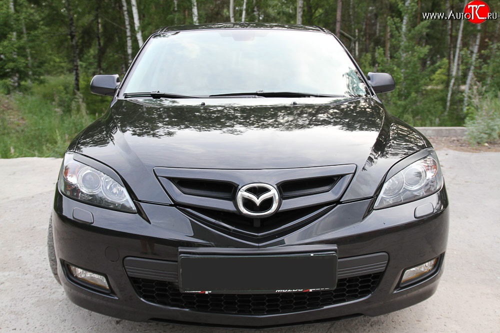 749 р. Реснички на фары RA V2  Mazda 3/Axela  BK (2003-2009) дорестайлинг, хэтчбэк, рестайлинг, хэтчбэк (Неокрашенные)  с доставкой в г. Керчь