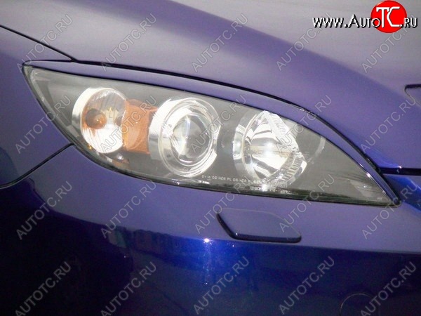 689 р. Реснички на фары Style v2 (длинные)  Mazda 3/Axela  BK (2006-2009) рестайлинг, хэтчбэк (Неокрашенные)  с доставкой в г. Керчь